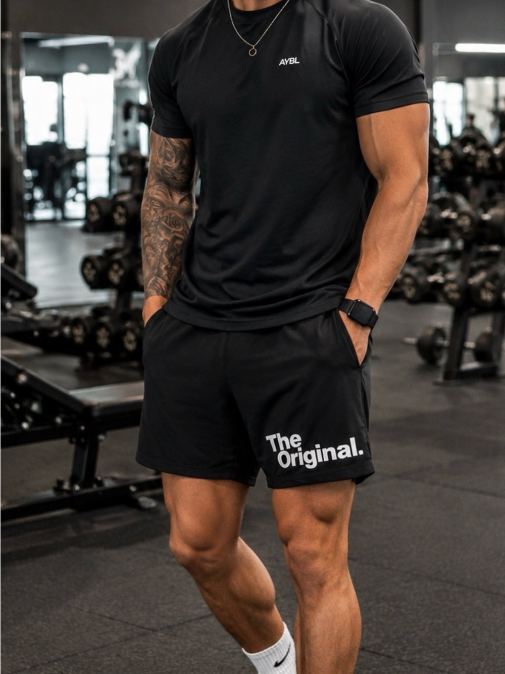 PatPat Black Active Shorts with Subtle White Tag Detail